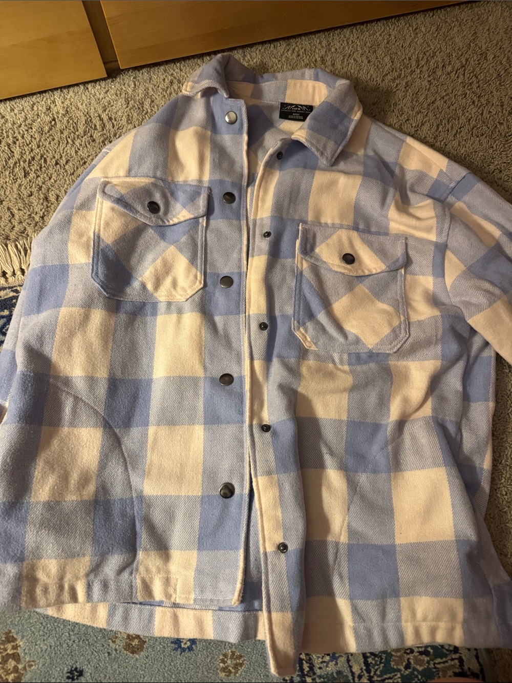 Light Blue & Baby Pink Plaid Shacket